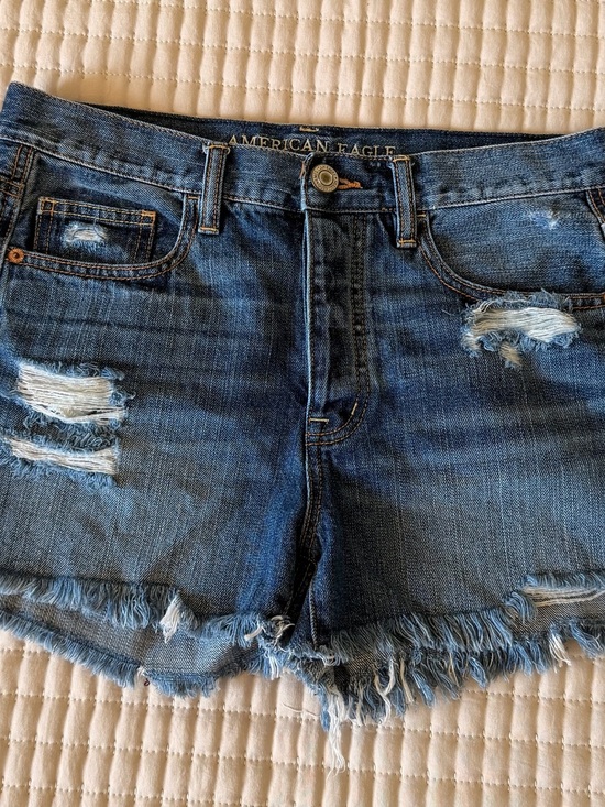 American Eagle Outfitters Pants - American Eagle Outfitters Blue Distressed Frayed Denim Shorts